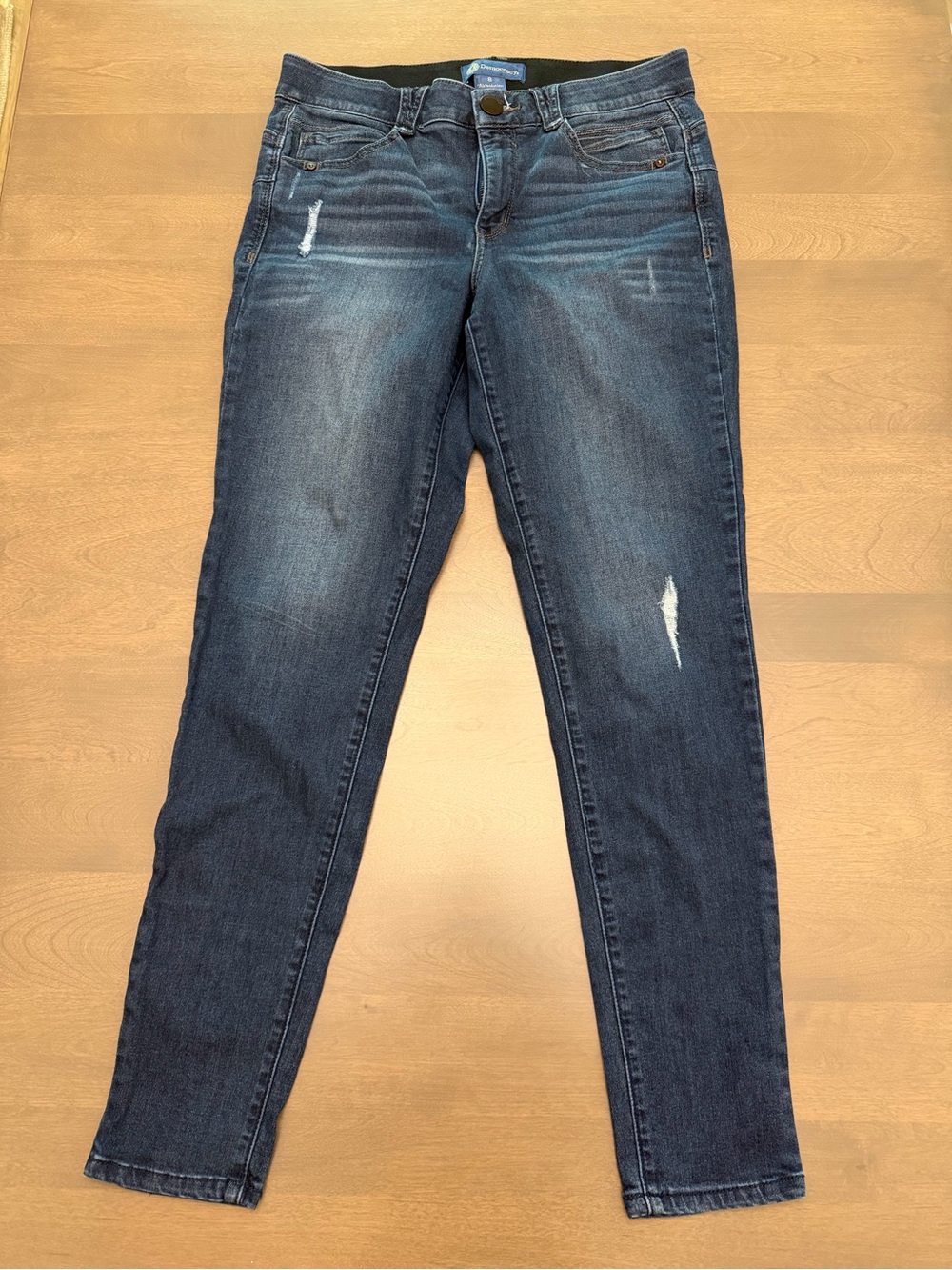 Democracy Ab Solution Distressed Skinny Jeans Size 8 Dark Wash